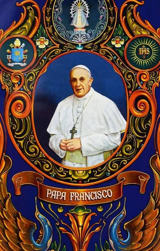 Papa Francisco. Una de las últimas obras de Martiniano Arce, un referente del arte del fileteado.
