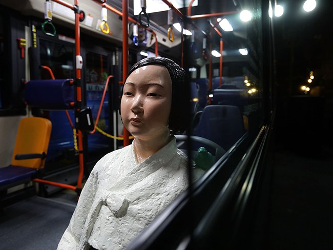 Seoul Bus Runs With 'Comfort Woman' Sex Slave Statue Ahead Of Liberation Day